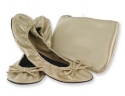 Sidekicks Foldable Ballet Flats Shoes w/ Carrying Case GOLD MEDIUM