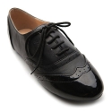Ollio Womens Shoes Classics Lace Ups Dress Oxfords Low Flats Heels Multi Colored (6 B(M) US, Black-Black)
