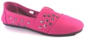 Womens Canvas Slip on Shoes Flats W/ Gunmetal Pyramid Studs (5/6, Berry 3012)