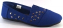 Womens Canvas Slip on Shoes Flats W/ Gunmetal Pyramid Studs (5/6, Cobalt 3012)