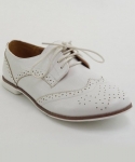 Qupid Strip-108 Vegan Lace Up Lace Detail Oxford Shoes WHITE (7)