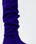 Qupid NEO-144 Classic Basic Casual Slouchy Flat Knee High Boot, Royal Blue, 5.5