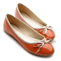 Ollio Womens Ballet Flats Loafers Cute Enamel Ribbon Accent Orange Shoes