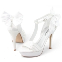 SHOEZY Elegance Womens Bridal Back Bow Detail High Heels Platform Sandals
