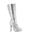 Women's Silver Glitter Knee High Boot 7