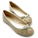 Ollio Womens Ballet Flats Loafers Cute Enamel Ribbon Accent Beige Shoes