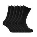 Mens plain 100% cotton socks (Pack of 6) (US Shoe 6.5 - 11.5) (Black)