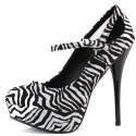 Women's Qupid Neutral-02 Zebra Animal Print Mary Jane Platform Pumps Shoes, Zebra, 6