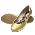 Qupid THESIS-92 Classic Round Toe Patent Slip On Basic Comfortable Flat Shoe - (GOLD) - 5.5