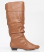 Women's Classic Basic Soft Faux Leather Slouchy Flat Knee High Boots Basal,Basal Tan Pu 5.5
