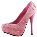 Women's Pink Sparkly Studs Satin Almond Stiletto Round Toe Pumps Shoes, Pink Satin, 5.5