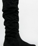 Qupid Women's Classic Slouchy Flat Boot 5 Black Suede
