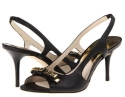 Michael Kors Livvy Womens Size 7 Black Open Toe Leather Slingbacks Heels Shoes