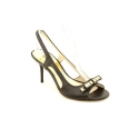 Michael Kors Livvy Womens Size 6 Black Open Toe Leather Slingbacks Heels Shoes