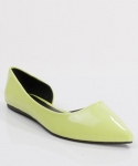 Qupid Pointer-48 Patent Pointy Toe Slip On D'Orsay Ballerina Flat Lemon Lime PATENT (6)