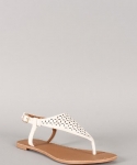 Qupid Women's Athena-717 Strap Sandals,White,10