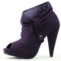 Wild Diva Women's Platform Booties High Heel Ankle Strap Buckle Casual Peep Toe Lady Shoes, Purple, 7