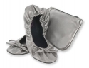 Sidekicks Small Silver Foldable Ballet Flat Shoes w/ Carrying Case