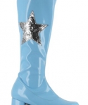 Ellie Shoes Kids Retro 70s Girls Glitter Star Light Blue Patent Go Go Boots Small