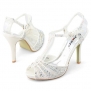 SHOEZY Luxury Womens Sparkle Crystals T bar Cut Wedding Heels Platform Shoes