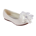 Cinderella Flats with Flower for Girls (Childrens 2, White)