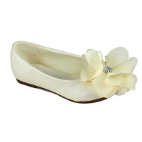 Cinderella Flats with Flower for Little Kids (Ivory, Little Kid 12)