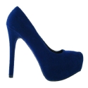 Qupid Blue Velvet Almond Toe Platform Stiletto Pumps Marquise06 - 6 - Blue