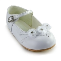 Amanda's Shiny Party Shoes (Infants 1, White with Sparkle Flower)