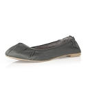 Dessy Matte Satin Ballet Flats with Pleated Toe Detail - Charcoal Gray - Size 6