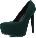 Women's Qupid High Heel Almond Toe Platform Classic Stiletto Pump Shoes,5.5 B(M) US,Green Ve +