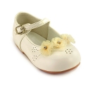 Amanda's Shiny Party Shoes (Infants 1, Ivory with Sparkle Flower)