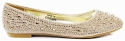 JJF Shoes Nine14 Champagne Sparkle Raindrop Rhinestone Glitter Mesh Loafer Ballet Flat Dress Shoes-5.5