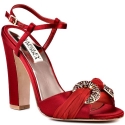 Badgley Mischka Platinum Women's Jeweled Sandal,Red,6 M US