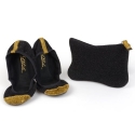 Sidekicks Women's Foldable Ballet Flats w/ Carrying Case (Small (5-6), Black Glitter)