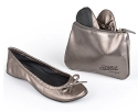 Sidekicks Large Silver Foldable Ballet Flat Shoes w/ Carrying Case