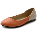 Ollio Women's Shoe Ballet Cute Heel Patch Pastel Color Flat(5.5 B(M) US, Orange)
