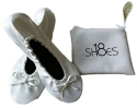 Shoes 18 Women's Foldable Portable Travel Ballet Flat Shoes w/ Matching Carrying Case (5/6, White sh18-1)