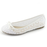 SHOEZY Womens Floral Lace Ballet Flats Wedding Breathable Shoes Pumps White US 8
