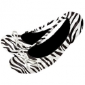Solemates Purse Pal Foldable Bowed Ballet Flats w/ Expandable Tote Bag for Carrying Heels (Small (5 - 6.5), Zebra (White with Black Zebra Stripes))