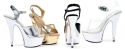 ELLIE 609-CHROME Women 6 High Pointed Chrome Heel Platform Ankle Strap Sandal, Color:Clear W/Silver, Size:5