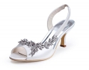 Minitoo GYMZ632 Womens Open Toe Kitten Heel Ivory Satin Bridal Wedding Applique Shoes 7 M US