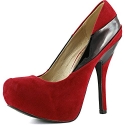 Women's Qupid Patent Stripe Tone Platform Round Toe Stilettos Suede High Heel Shoes, 5.5