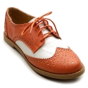 Ollio Women's Flat Shoe Wingtip Lace Up Two Tone Oxford(6.5 B(M) US, Orange)