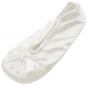 ISOTONER Satin Pearl Ballerina Girl's Slippers White Medium 13-1