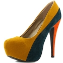 Women's Qupid Penelope-44x Mustard Yellow Velvet Platform Shoes, 5.5