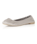 Women's Matte Satin Ballet Flats with Pleated Toe Detail by Dessy - Oyster - Size 6