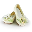 Cinderella Shimmer Flats (Childrens 5, Ivory with Sparkle Flower)