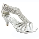 V-Luxury Womens 32-ANGEL37 Open Toe Med Heel Wedding Sandal Shoes, Silver, 6 B (M) US