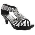 V-Luxury Womens 32-ANGEL37 Open Toe Med Heel Wedding Sandal Shoes, Black, 5.5 B (M) US