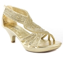 V-Luxury Womens 32-ANGEL37 Open Toe Med Heel Wedding Sandal Shoes, Gold, 6 B (M) US